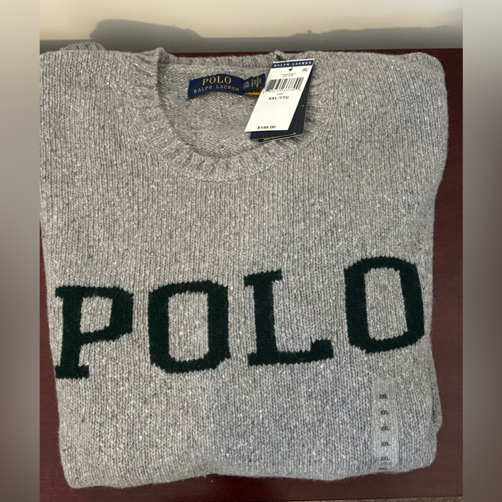Ralph Lauren Gray Crewneck Sweater with Green Logo